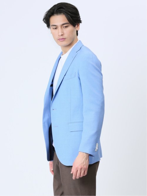 ウール混ストレッチ レギュラーフィット 2ボタンジャケット サックス