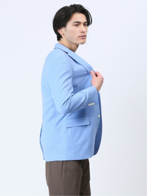 ウール混ストレッチ レギュラーフィット 2ボタンジャケット サックス