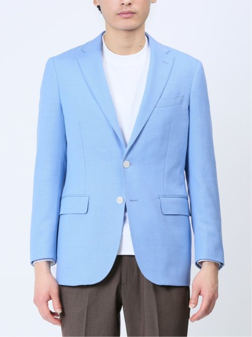 ウール混ストレッチ レギュラーフィット 2ボタンジャケット サックス