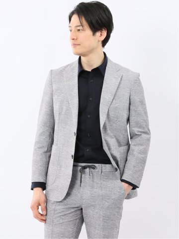 ウォッシャブル メッシュプリント 2ボタン ジャケット(セットアップ可能)