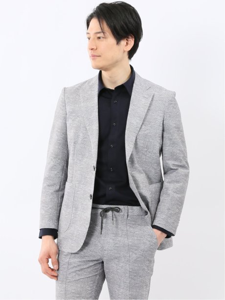 ウォッシャブル メッシュプリント 2ボタン ジャケット(セットアップ可能)