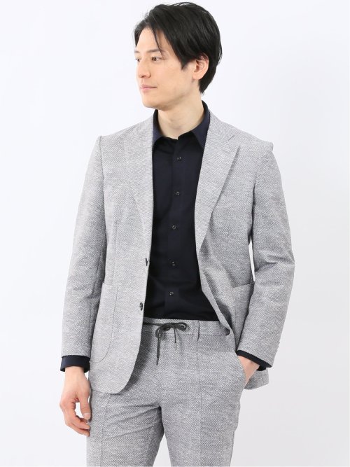 ウォッシャブル メッシュプリント 2ボタン ジャケット(セットアップ可能)