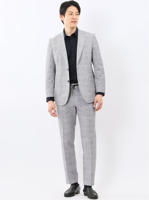 ウォッシャブル メッシュプリント 2ボタン ジャケット(セットアップ可能)