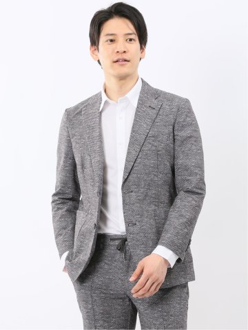 ウォッシャブル メッシュプリント 2ボタン ジャケット(セットアップ可能)