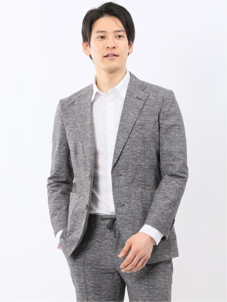 ウォッシャブル メッシュプリント 2ボタン ジャケット(セットアップ可能)