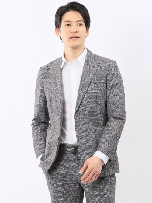 ウォッシャブル メッシュプリント 2ボタン ジャケット(セットアップ可能)