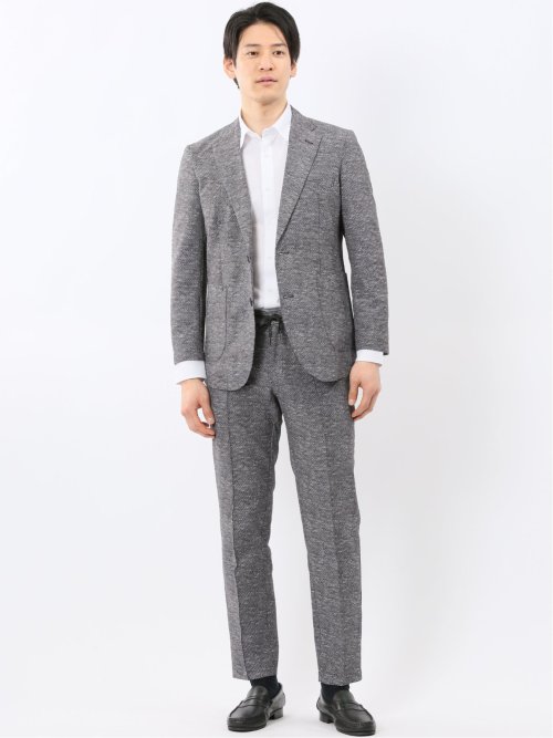 ウォッシャブル メッシュプリント 2ボタン ジャケット(セットアップ可能)