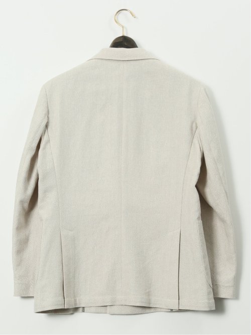 【大きいサイズ】ジーステージ/G-stage 綿麻 ヘリンボン ダブルジャケット(セットアップ可能)