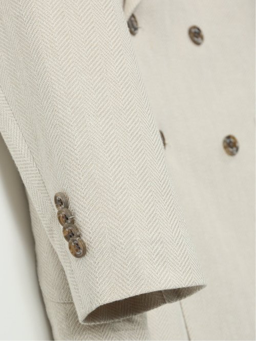 【大きいサイズ】ジーステージ/G-stage 綿麻 ヘリンボン ダブルジャケット(セットアップ可能)