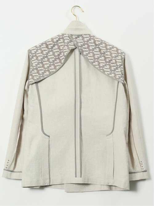 【大きいサイズ】ジーステージ/G-stage 綿麻 ヘリンボン ダブルジャケット(セットアップ可能)