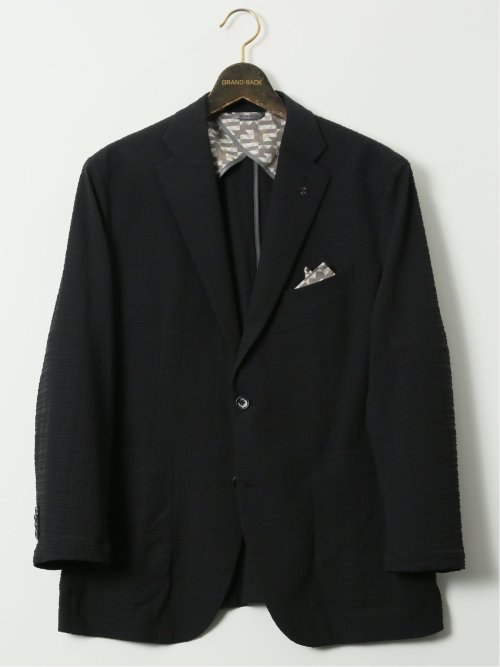 【大きいサイズ】ジーステージ/G-stage ブロックサッカー 2ボタン ジャケット(セットアップ可能)