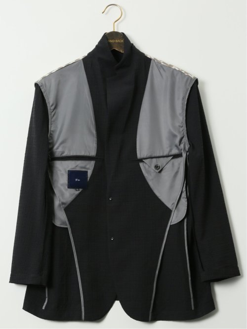 【大きいサイズ】ジーステージ/G-stage ブロックサッカー 2ボタン ジャケット(セットアップ可能)