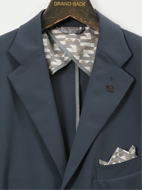 【大きいサイズ】ジーステージ/G-stage 接触冷感 ストレッチ ウォッシャブル ナイロン混 2ボタンジャケット(セットアップ可能)