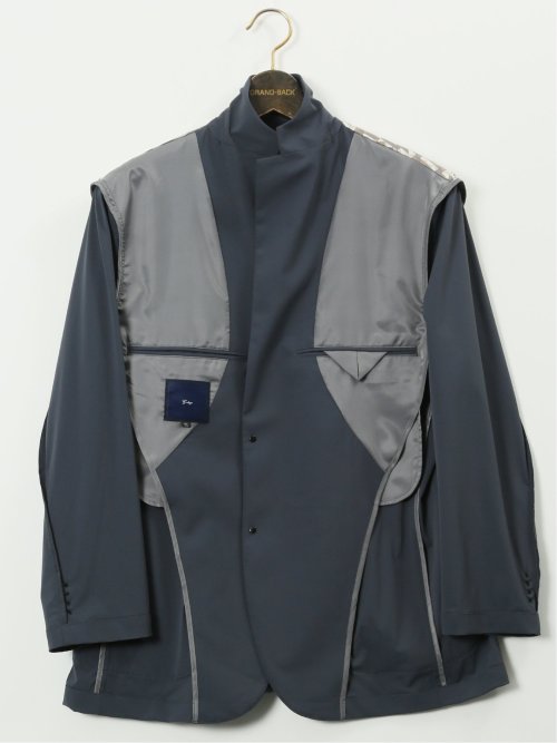 【大きいサイズ】ジーステージ/G-stage 接触冷感 ストレッチ ウォッシャブル ナイロン混 2ボタンジャケット(セットアップ可能)