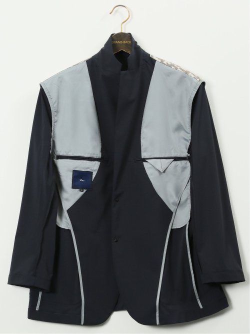 【大きいサイズ】ジーステージ/G-stage 接触冷感 ストレッチ ウォッシャブル ナイロン混 2ボタンジャケット(セットアップ可能)