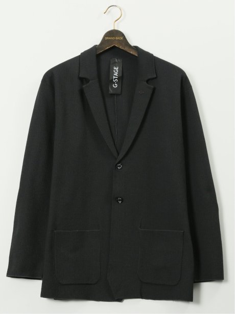 【大きいサイズ】ジーステージ/G-stage ストレッチ ウォッシャブル リンクス柄ニット 2ボタンジャケット(セットアップ可能)