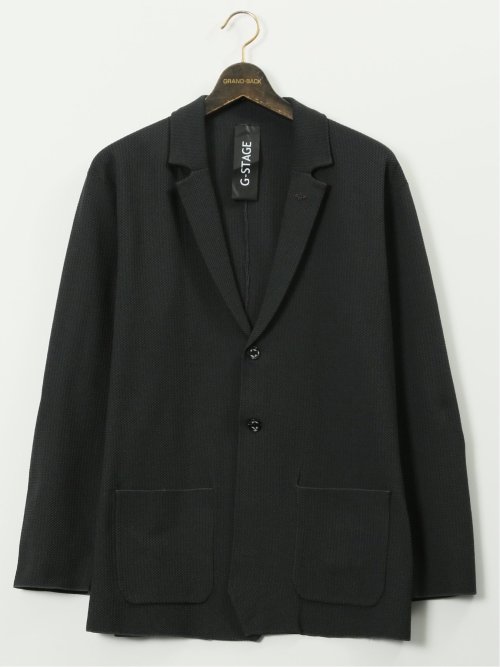 【大きいサイズ】ジーステージ/G-stage ストレッチ ウォッシャブル リンクス柄ニット 2ボタンジャケット(セットアップ可能)