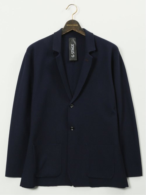【大きいサイズ】ジーステージ/G-stage ストレッチ ウォッシャブル リンクス柄ニット 2ボタンジャケット(セットアップ可能)
