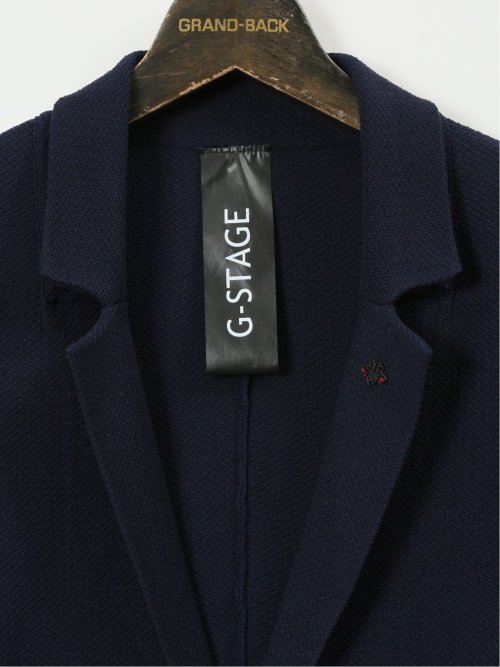 【大きいサイズ】ジーステージ/G-stage ストレッチ ウォッシャブル リンクス柄ニット 2ボタンジャケット(セットアップ可能)