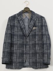 【大きいサイズ】ジーステージ/G-stage ライトニット プリント 2ボタンジャケット