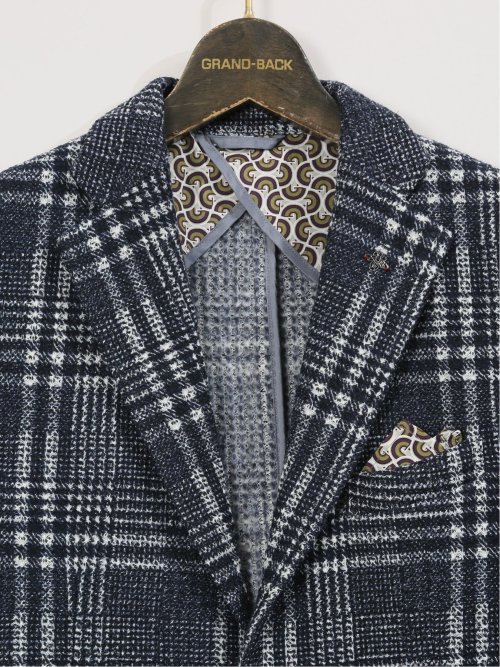 【大きいサイズ】ジーステージ/G-stage ライトニット プリント 2ボタンジャケット