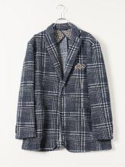 【大きいサイズ】ジーステージ ジャケット メンズ ビジネス ストレッチ 2ボタン テーラード ニット プリント