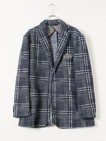 【大きいサイズ】ジーステージ ジャケット メンズ ビジネス ストレッチ 2ボタン テーラード ニット プリント