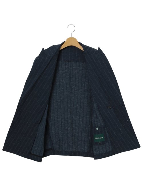 リネン混ストライプ ダブルジャケット(セットアップ可能)