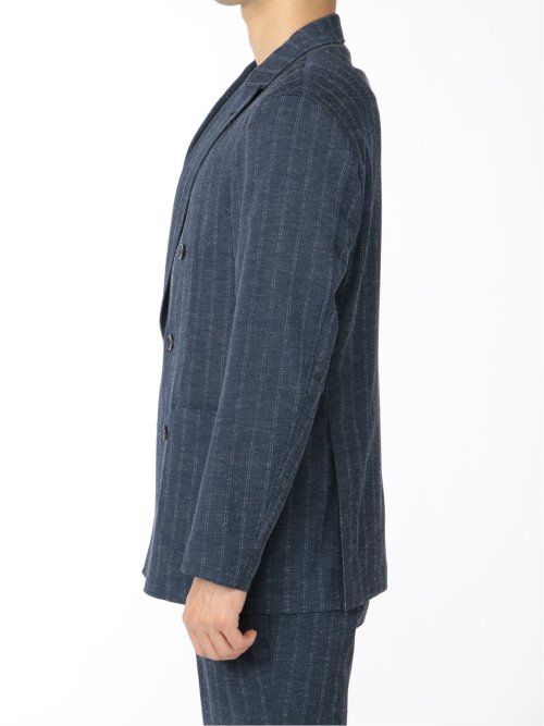 リネン混ストライプ ダブルジャケット(セットアップ可能)