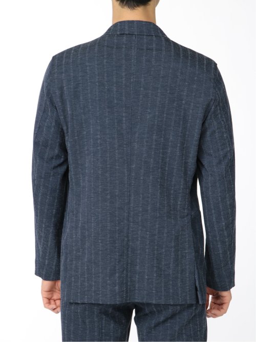 リネン混ストライプ ダブルジャケット(セットアップ可能)