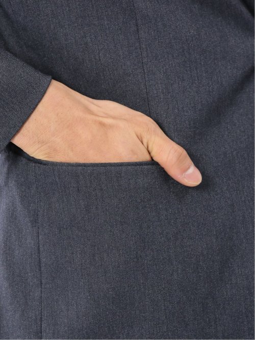 クロスストレッチ スリムフィット 2ボタンジャケット デニム調紺(セットアップ可能)