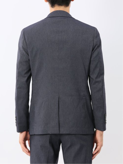 クロスストレッチ スリムフィット 2ボタンジャケット デニム調紺(セットアップ可能)