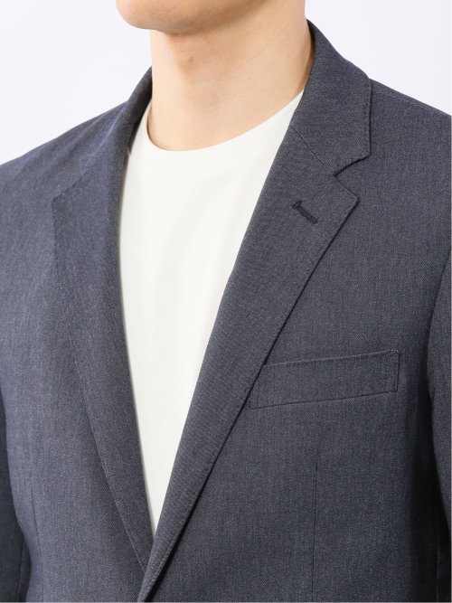 クロスストレッチ スリムフィット 2ボタンジャケット デニム調紺(セットアップ可能)