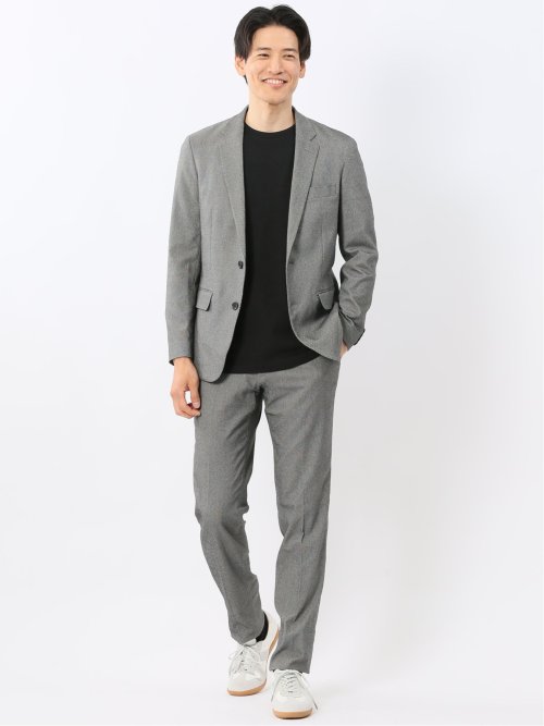 クロスストレッチ スリムフィット 2ボタンジャケット バーズアイグレー(セットアップ可能)