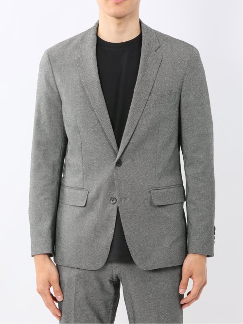 クロスストレッチ スリムフィット 2ボタンジャケット バーズアイグレー(セットアップ可能)