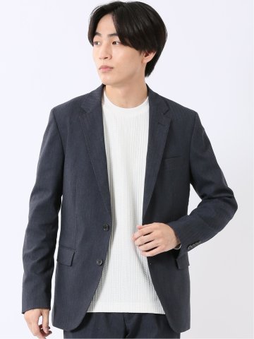 ジャケット メンズ ビジネス セットアップ可能 ストレッチ ウォッシャブル スリム 2ボタン テーラード 紺