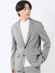ジャケット メンズ ビジネス セットアップ可能 ストレッチ ウォッシャブル スリム 2ボタン テーラード シロ×クロ