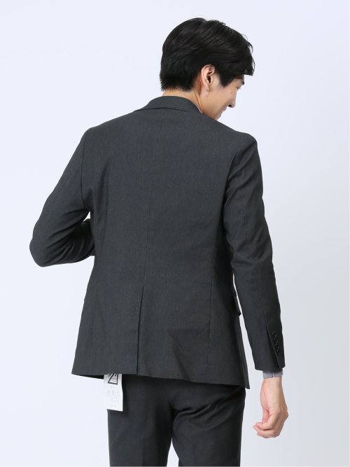 クロスストレッチ裏起毛 スリムフィット 2ボタンジャケット ピケグレー(セットアップ可能)