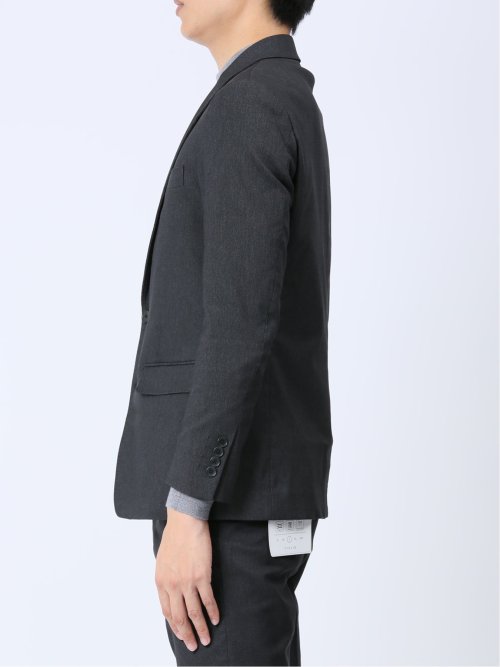 クロスストレッチ裏起毛 スリムフィット 2ボタンジャケット ピケグレー(セットアップ可能)