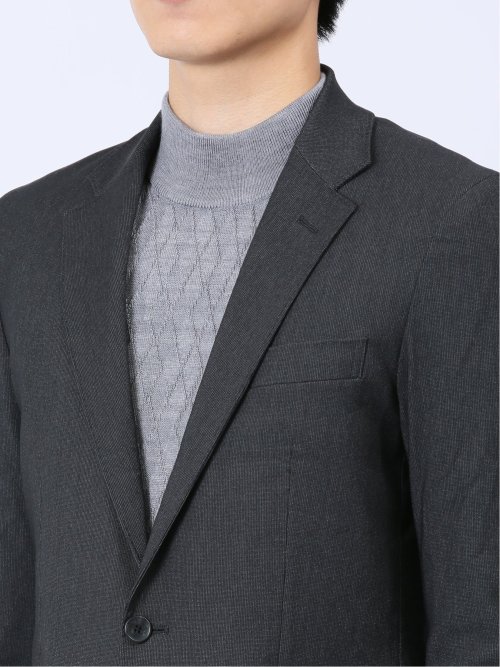 クロスストレッチ裏起毛 スリムフィット 2ボタンジャケット ピケグレー(セットアップ可能)