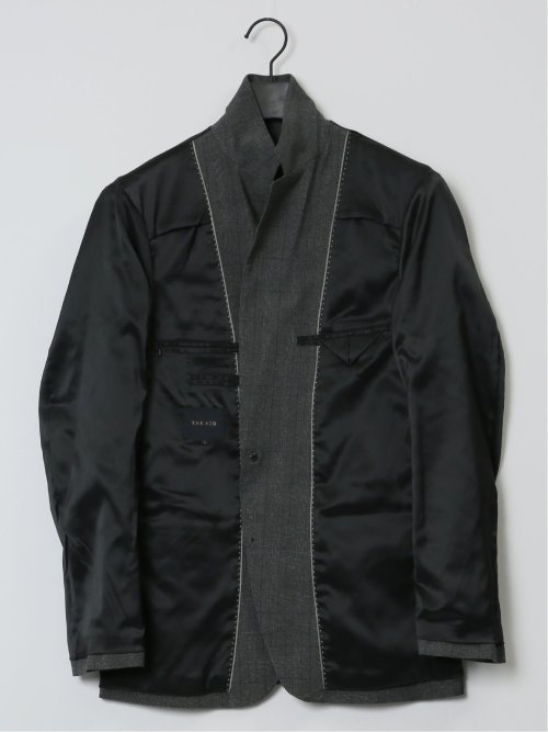 クロスストレッチ スリムフィット 2ボタンジャケット チェックグレー(セットアップ可能)