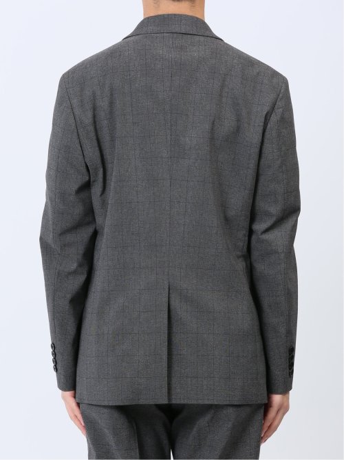 クロスストレッチ スリムフィット 2ボタンジャケット チェックグレー(セットアップ可能)