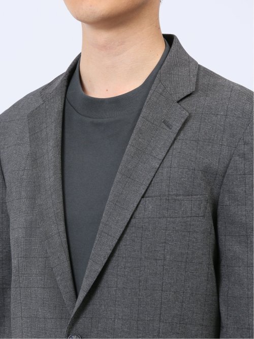 クロスストレッチ スリムフィット 2ボタンジャケット チェックグレー(セットアップ可能)