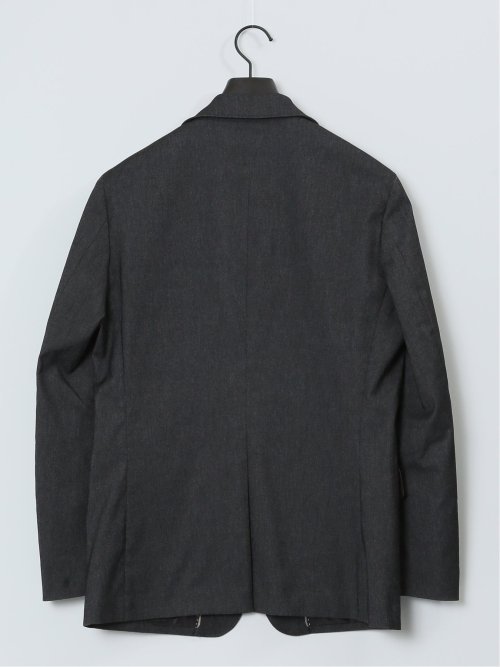 クロスストレッチ スリムフィット 2ボタンジャケット デニム風黒(セットアップ可能)