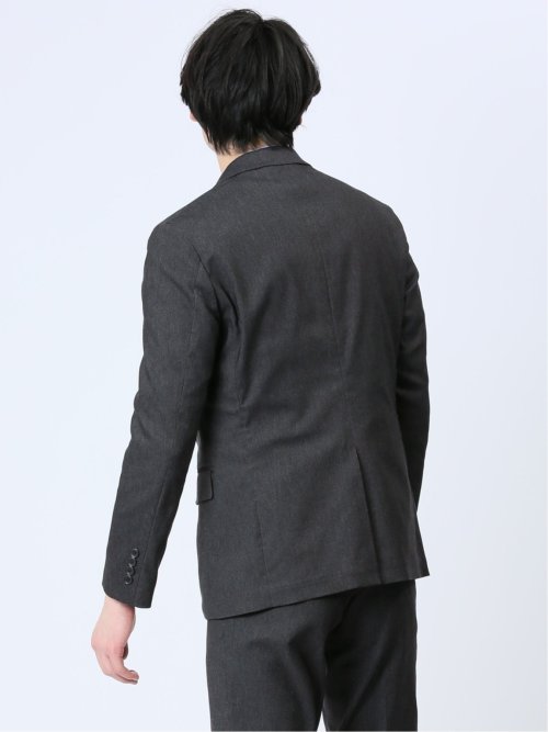 クロスストレッチ スリムフィット 2ボタンジャケット デニム風黒(セットアップ可能)