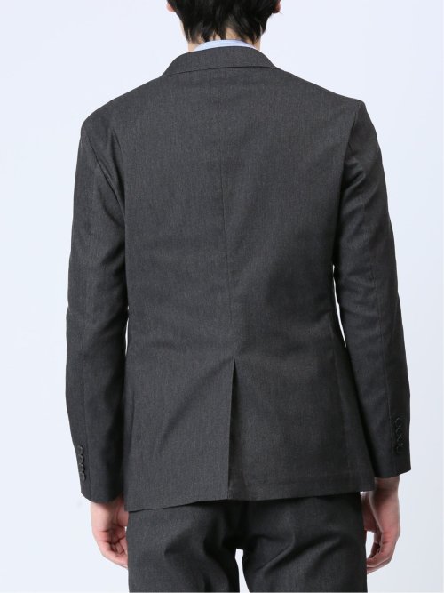 クロスストレッチ スリムフィット 2ボタンジャケット デニム風黒(セットアップ可能)