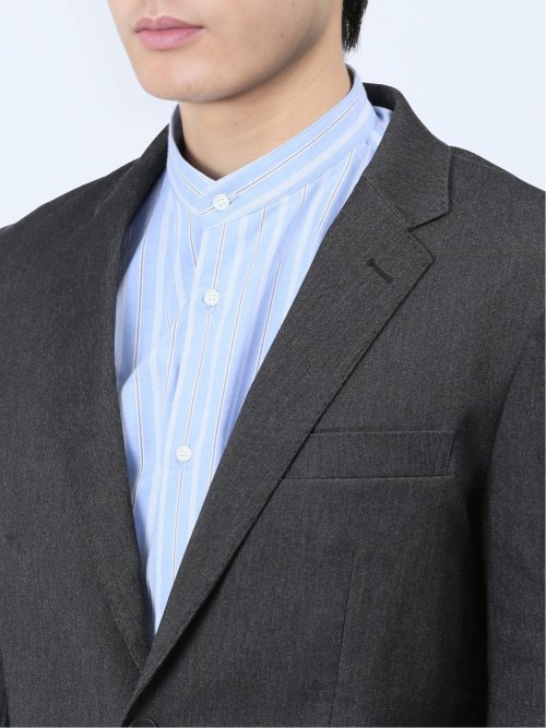 クロスストレッチ スリムフィット 2ボタンジャケット デニム風黒(セットアップ可能)