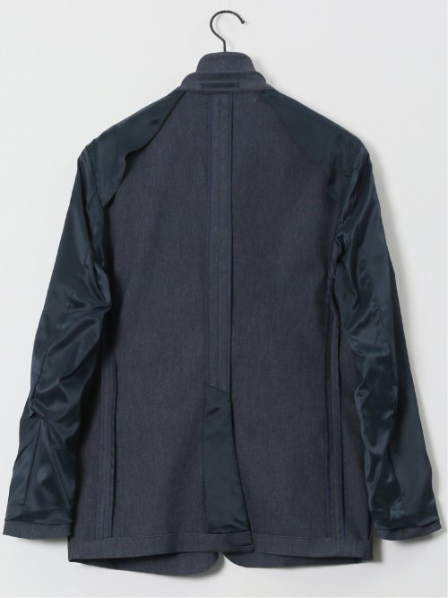 クロスストレッチ スリムフィット 2ボタンジャケット デニム調紺(セットアップ可能)