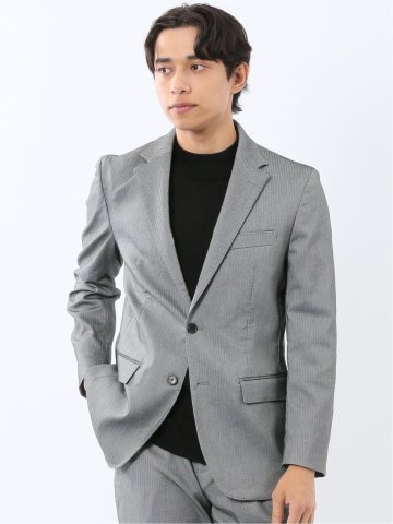 クロスストレッチ スリムフィット 2ボタンジャケット グレー(セットアップ可能)