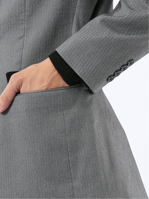 クロスストレッチ スリムフィット 2ボタンジャケット グレー(セットアップ可能)